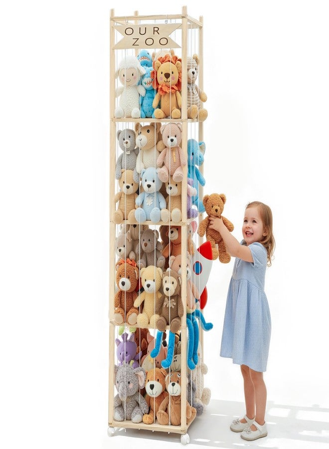 OurWarm Stuffed Animal Storage & Organizer, 68.5 Inch Large Wooden Zoo Stuffed Animal Holder with Wheels, Kids Toy Storage Organizer for Nursery Storage, Toddler Rooms, Playrooms, Bedroom Organization - Image 1